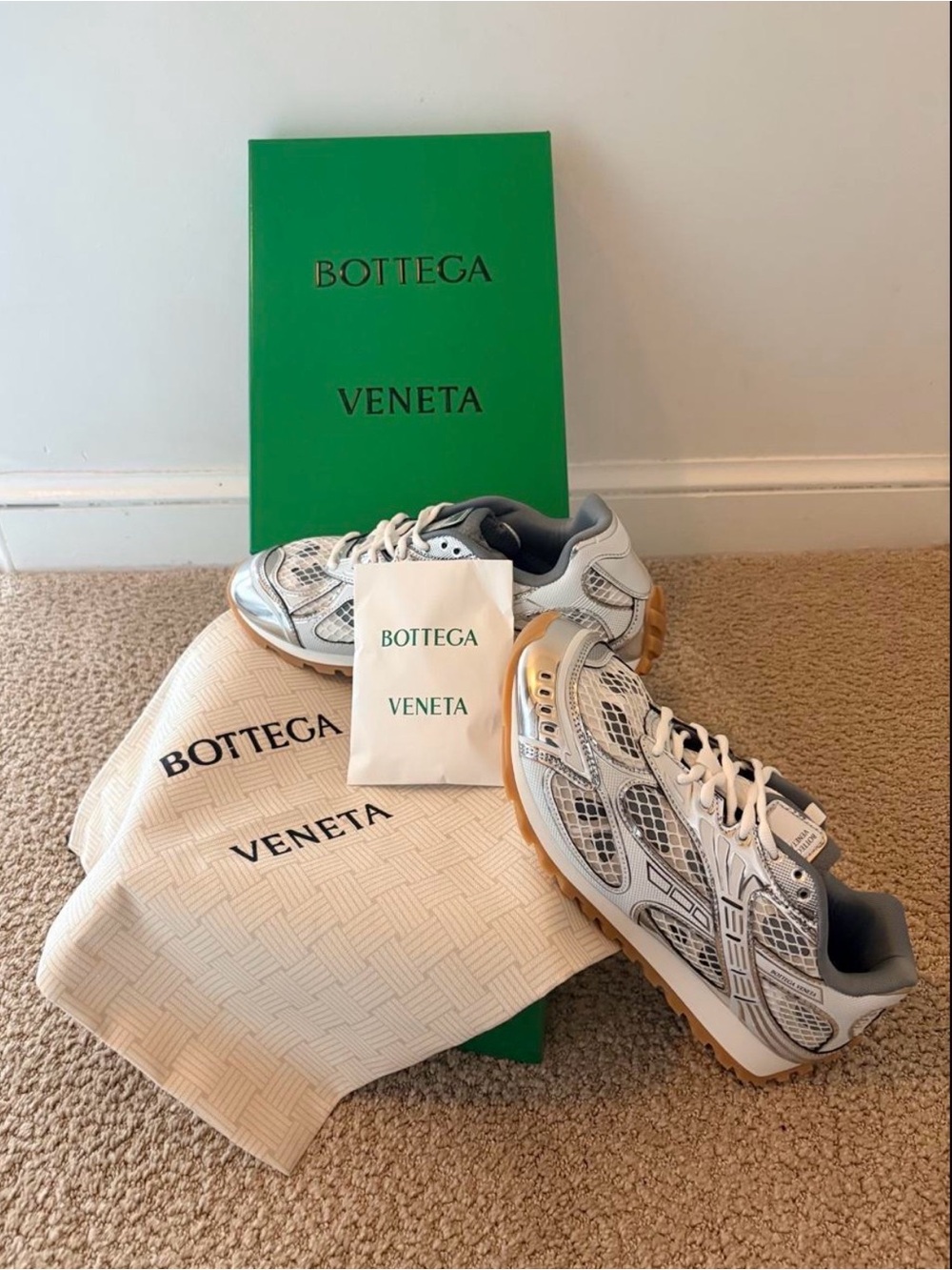 Bottega Veneta Orbit White/Silver Sneakers